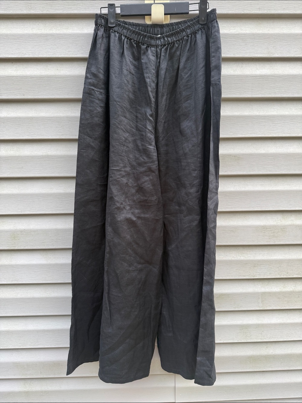 Simply Greta | Oversized 100% Linen Black Wide Leg Pants Vintage size medium